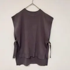 オーバーニットベスト ダークグレー ゆったり 重ね着 M