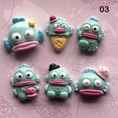 デコパーツ　キャラクター　6個　ハンギョドン　ネイルパーツ