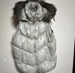 GAP フード付きシルバーキルティングベスト Mサイズ