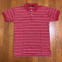 海外古着メンズ☆ボーダー柄半袖ポロシャツM