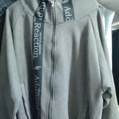 グレー フード付き ジップアップパーカー