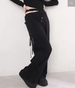 NICE CLAUP ナイスクラップ サイドカットレースアップスウェット パンツ