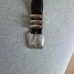 ブラックレザーベルト シルバー金属バックル
