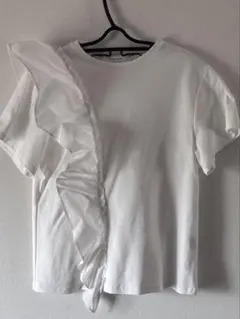 LE CIEL BLEU アシンメトリー フリル Tシャツ ホワイトのサムネイル
