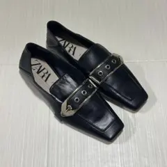 ZARA スクエアトゥミュール　パンプス　ローファー　36 ブラック