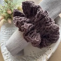 シュシュ/ハンドメイド/ブラウン