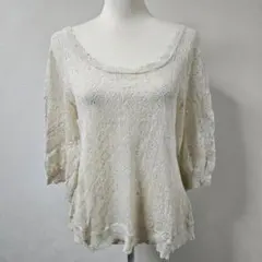 simplicité/シンプリシテェ レース Uネック カットソー 半袖【F】