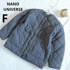 ★ナノユニバース ナイロンジャンパー ノーカラー 薄黒 無地 防寒 アウター/F