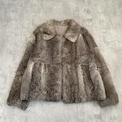 ラビット　ファーコート　ショート丈　fur coatグレー　モード　もふもふ