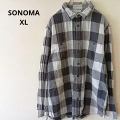 USA 헌옷 SONOMA 넬 셔츠 グレー チェック XL