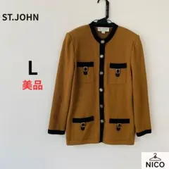 ST.JOHN セントジョン 黒 ニットブレザー シルバーボタン 高級 