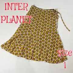 INTERPLANET フレアスカート 花柄 イエロー系 サイズ1のサムネイル