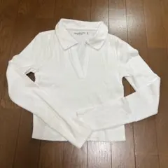 Abercrombie & Fitch ホワイト長袖ポロシャツ XS