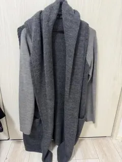 グレー ロングカーディガン