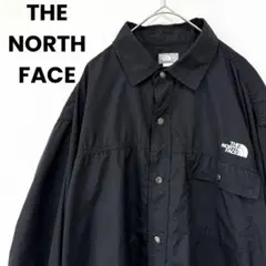 【美品✨】ザノースフェイス ロングスリーブヌプシシャツ 刺繍ロゴ 黒 XL 人気