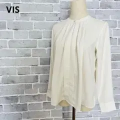 VIS ビス フロントタック ブラウス アイボリー 長袖 ゴールド釦 C169