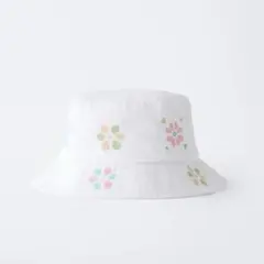 ZARA ベビー 新品 クロスステッチ刺繍バケットハット 52cm 帽子のサムネイル
