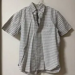 コーエン　グレーとホワイトのチェック柄半袖シャツ