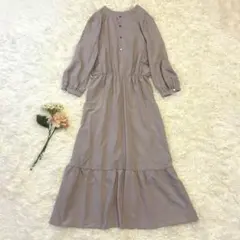 A237◾︎ ロペピクニック 裾フリルシャツワンピース ロング 長袖 薄手 春夏秋