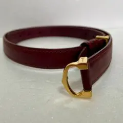 カルティエ must de Cartier レザー 細ベルト ボルドー ゴールドのサムネイル