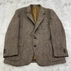 イタリア製　Mortola×ハリスツイード　ジャケット　古着　ブラウン　L-XL