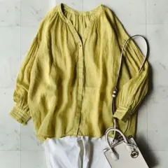 美品　コラージュガリャルダガランテ　シアーラミー2WAYギャザーブラウス　黄色