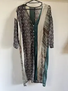 エスニック調 薄手 ロングカーディガン 羽織り ワンピース