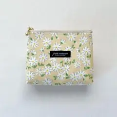ハンドメイド　ミニポーチ　花柄イエロー