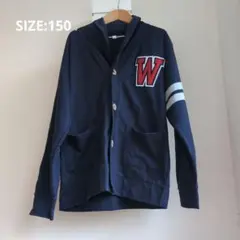 胸元ワッペン カレッジ スウェット ジャケット カーディガン 通学 150