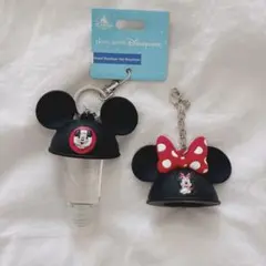 香港ディズニーランド ミッキー ミニー イヤーハット 消毒ボトル キーホルダー