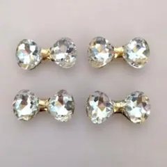 大きめデコパーツ リボン⑦ ストーン 4個 匿名配送