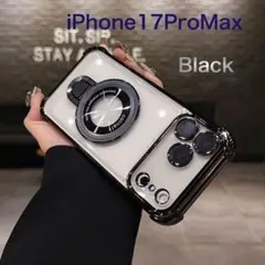 iPhone17proMaxケース　携帯ケース　スマホカバー　ブラック　リング付