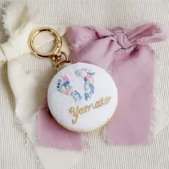 【オーダー】手形足形キーホルダー 刺繍 ネームタグ 出産祝い 手形足形 記念