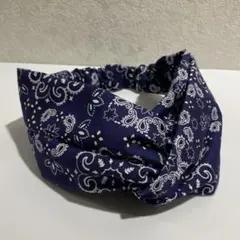 クロスターバン バンダナ柄　ネイビー