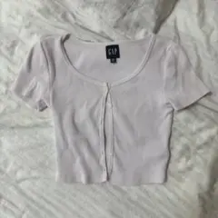 GAP リブニット フロントボタン 半袖 トップスのサムネイル