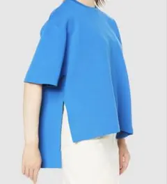 【emmi atelier】スムースニットプルオーバー　ブルー　美品のサムネイル