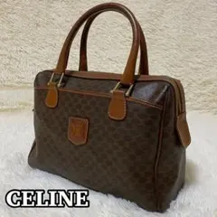 【CELINE】ハンドバッグ　マカダム柄　PVCレザー　ダークブラウン