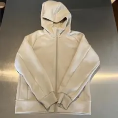 ライトグレー フード付きジップアップパーカー