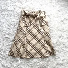 バーバリーブルーレーベル　ノバチェック　リボン　フリル　スカート　ベルト　38M