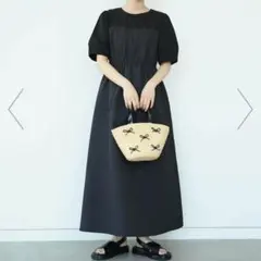 Ray BEAMS フクレジャカード キリカエ パフスリーブ ワンピース 0