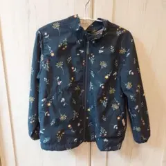 通園 通学 撥水 花柄 ネイビー ウィンドブレーカー ジャンパー 120