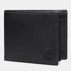 ティンバーランド スムースレザー パスケース付き 二つ折り財布 折財布 黒のサムネイル