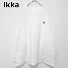 イッカ ヘルスニット 白スウェット L 長袖 シンプル 刺繍ロゴ ゆったり