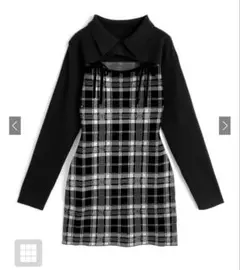 GRL チェック柄フロントオープンリボンニットミニワンピース ［ru1373］