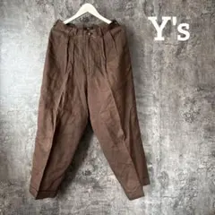 ⭐︎214 Y's ワイズ　ハイウエストタック　ワイドクロップドパンツ　麻のサムネイル
