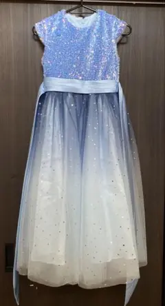 青いスパンコールドレス 130㎝ 発表会 結婚式