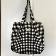 ハンドメイド　大きめトートバッグ　丸みバッグ　内側小花柄　サブバッグ