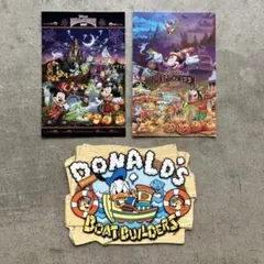 【レトロ 3枚セット】ディズニー　ポストカード　ハロウィン　ミッキー　ミニー　★