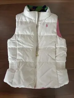 ラルフローレン　リバーシブル ダウンベスト ホワイト ピンク