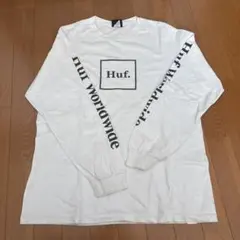 Huf ロゴプリント 長袖Tシャツ L ホワイト